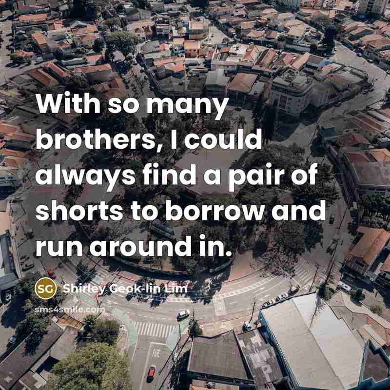 “With so many brothers, I could always find a pair…” quote by Shirley Geok-lin Lim