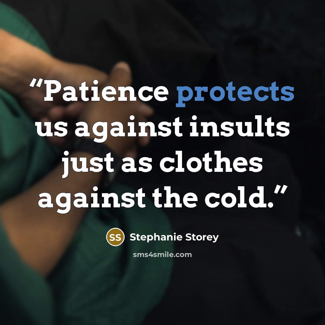 “Patience protects us against insults just as clothes against the cold.” quote by Stephanie Storey