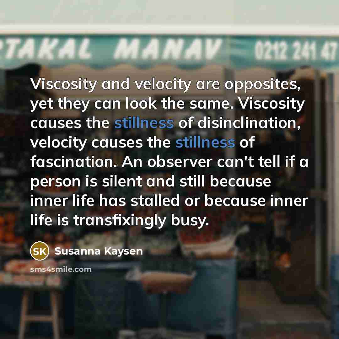 “Viscosity and velocity are opposites, yet they can look the…” quote by Susanna Kaysen