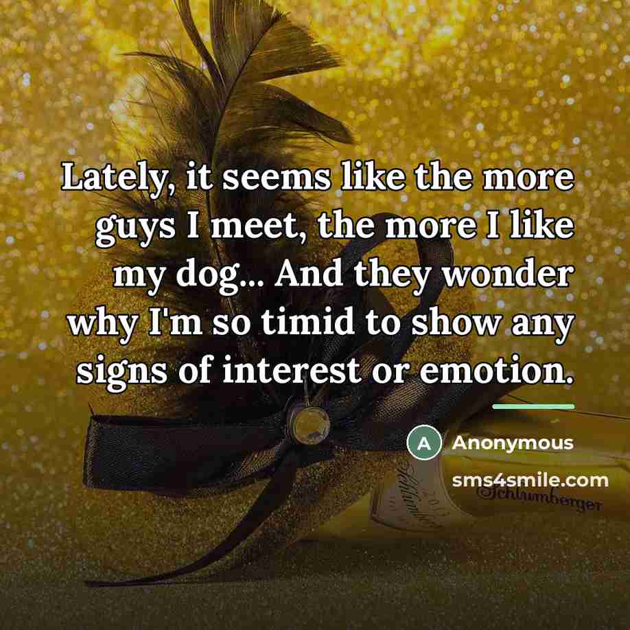“Lately, it seems like the more guys I meet, the…” quote by Anonymous