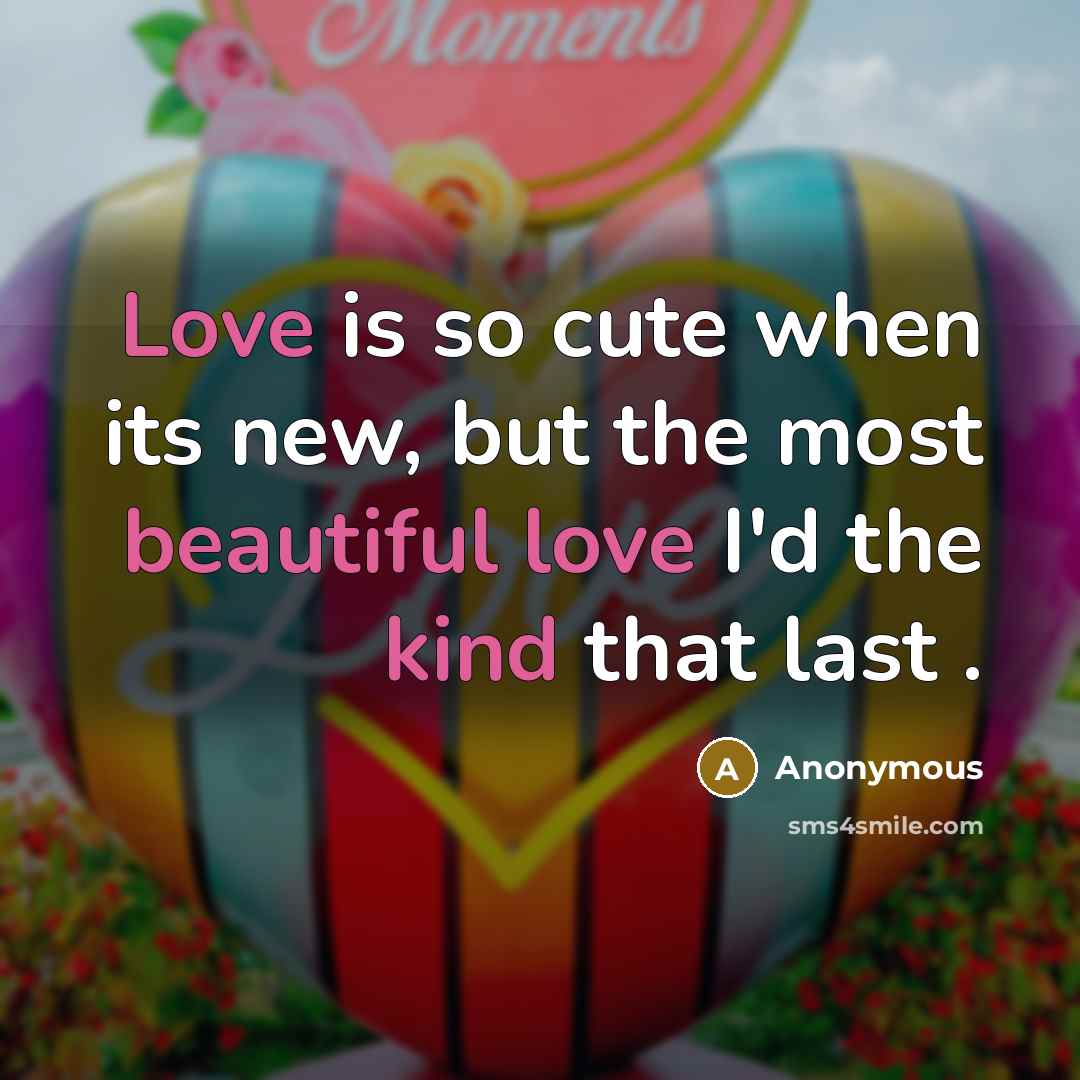 “Love is so cute when its new, but the most beautiful love I'd the kind that last .” quote by Anonymous