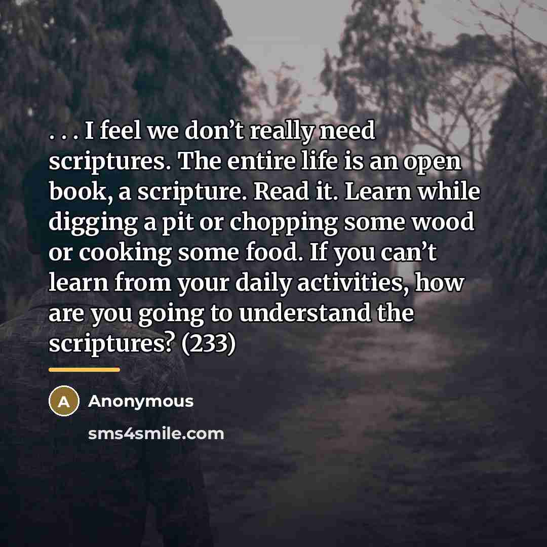 “. . . I feel we don’t really need scriptures.…” quote by Anonymous