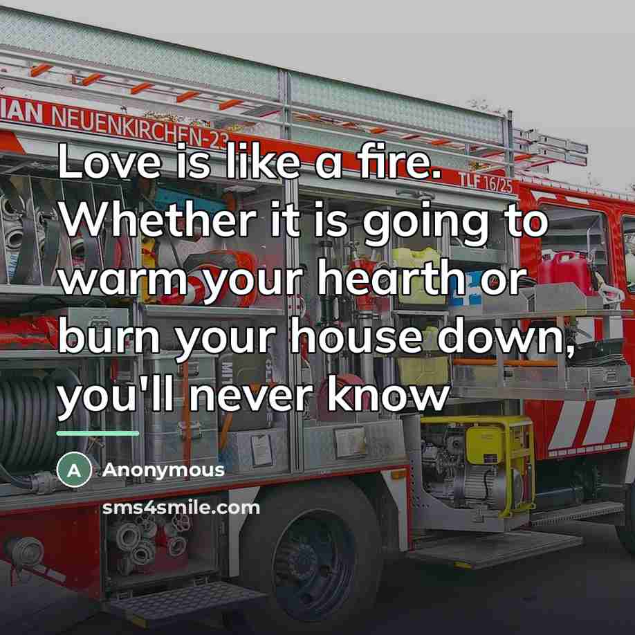 “Love is like a fire. Whether it is going to…” quote by Anonymous
