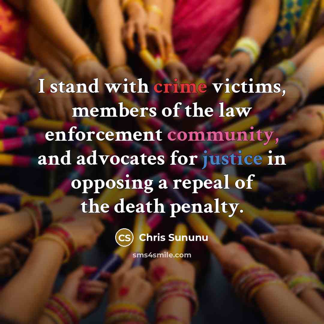 “I stand with crime victims, members of the law enforcement…” quote by Chris Sununu
