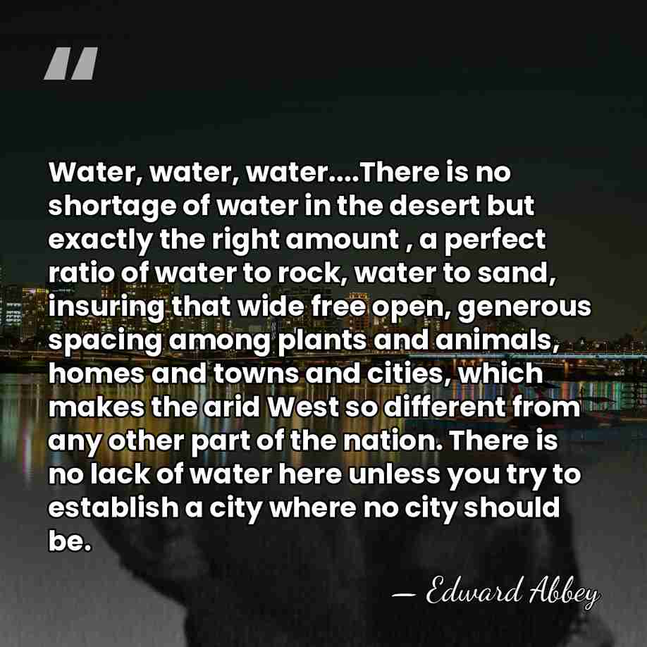 Water, water, water....There is no shortage of water in the desert but&hellip; - Edward Abbey