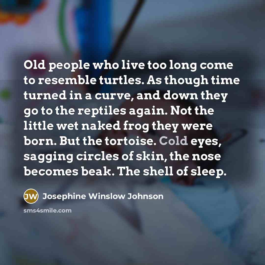 “Old people who live too long come to resemble turtles.…” quote by Josephine Winslow Johnson