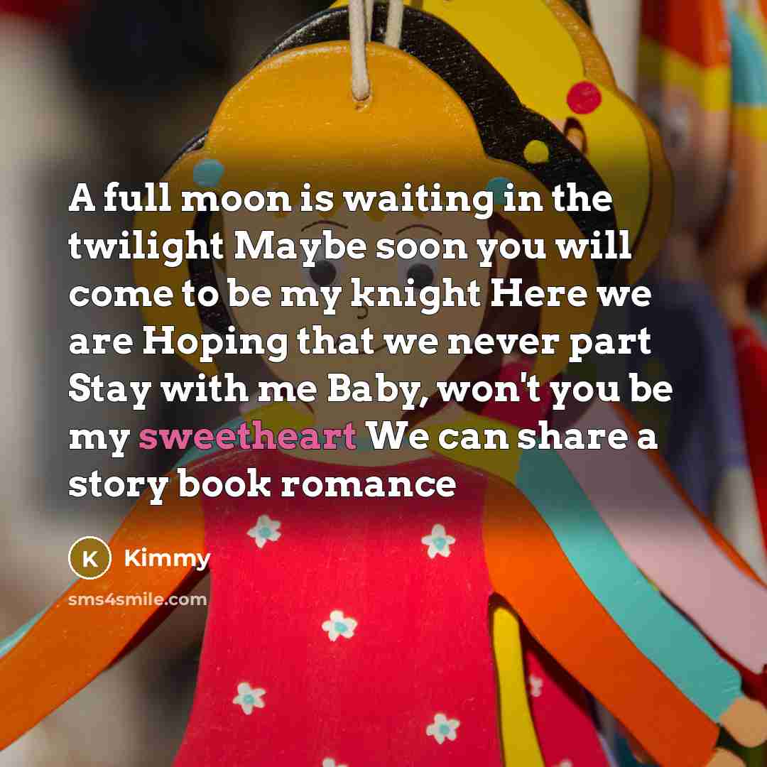 “A full moon is waiting in the twilight Maybe soon…” quote by Kimmy