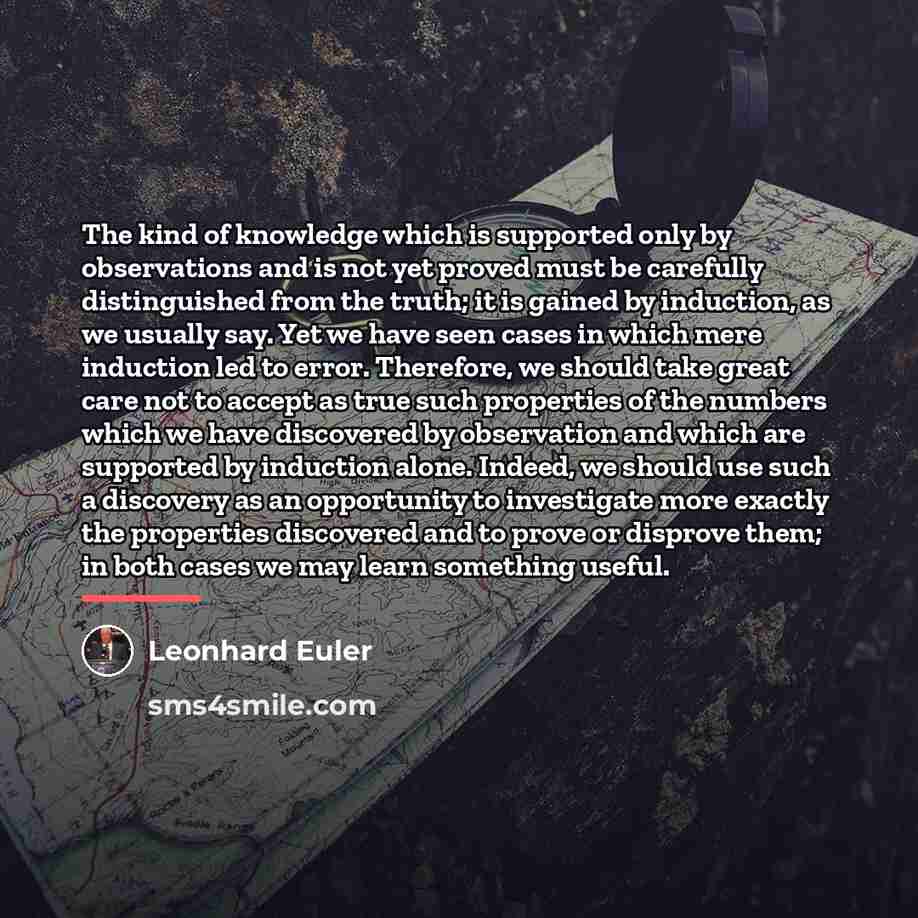 “The kind of knowledge which is supported only by observations…” quote by Leonhard Euler