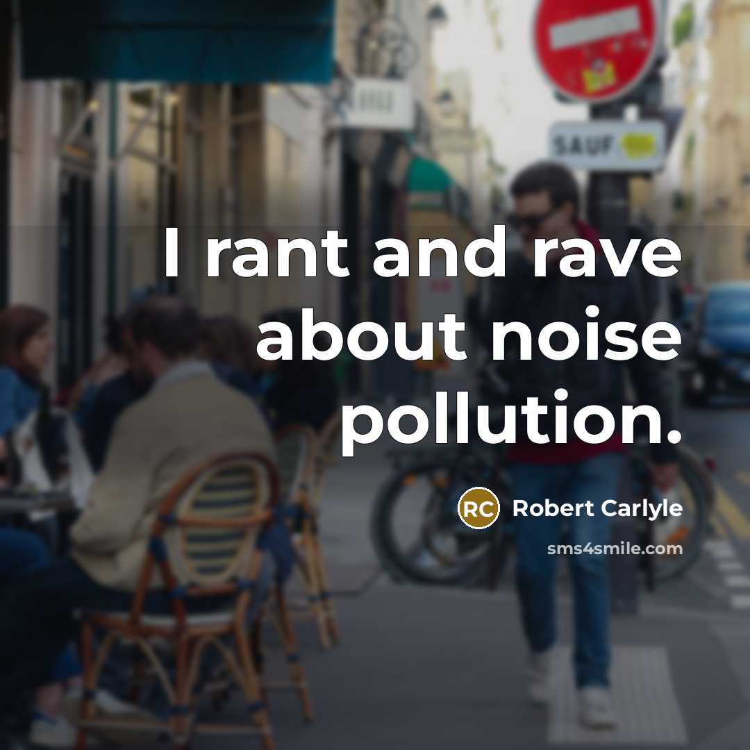 “I rant and rave about noise pollution.…” quote by Robert Carlyle