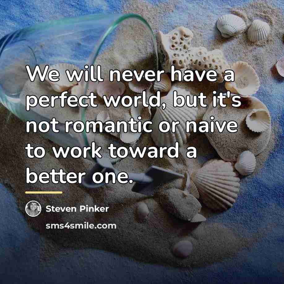 “We will never have a perfect world, but it's not…” quote by Steven Pinker