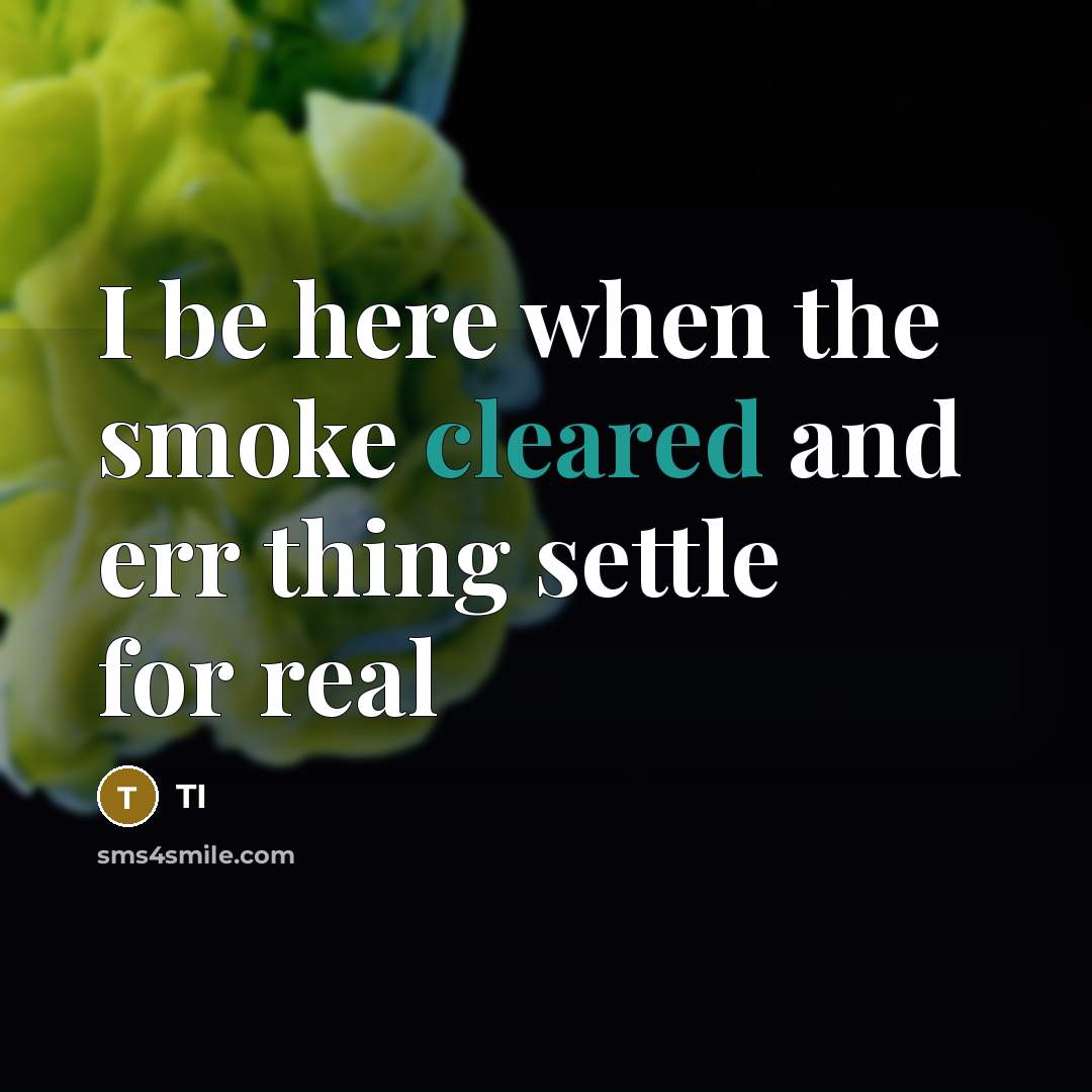 “I be here when the smoke cleared and err thing settle for real” quote by Ti