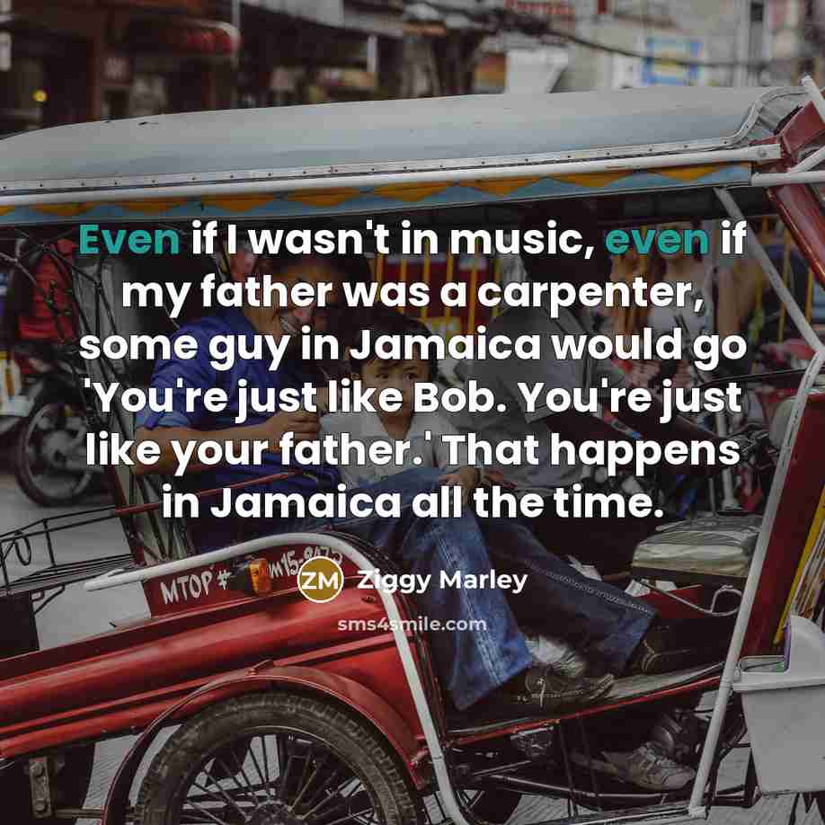 “Even if I wasn't in music, even if my father…” quote by Ziggy Marley