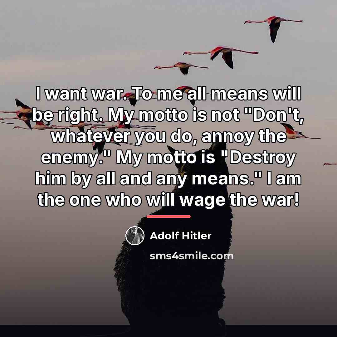 “I want war. To me all means will be right.…” quote by Adolf Hitler