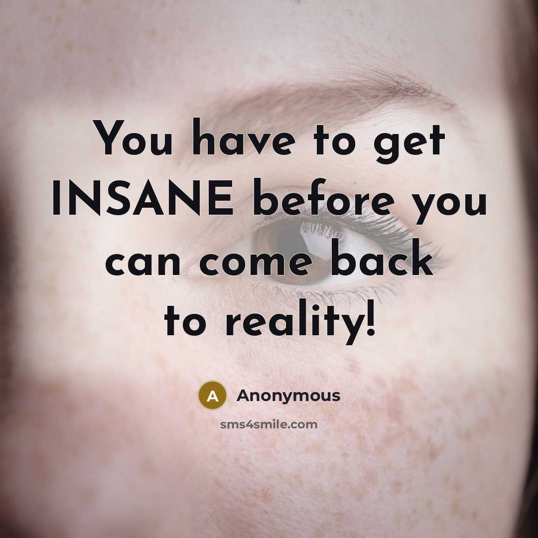 “You have to get INSANE before you can come back…” quote by Anonymous