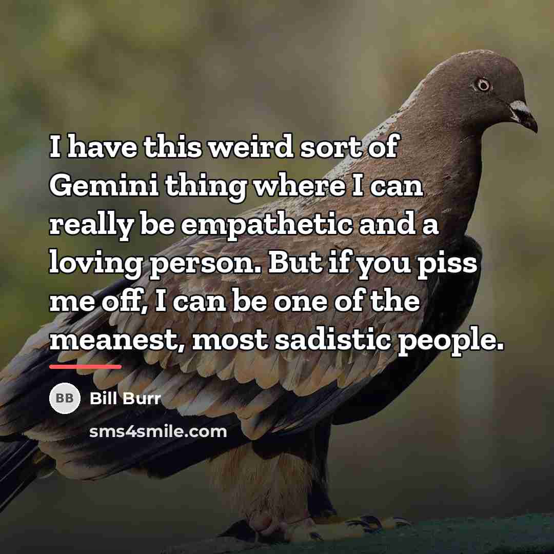 “I have this weird sort of Gemini thing where I…” quote by Bill Burr