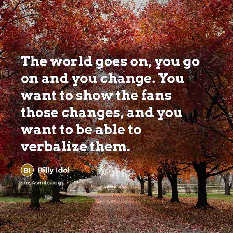 “The world goes on, you go on and you change.…” quote by Billy Idol