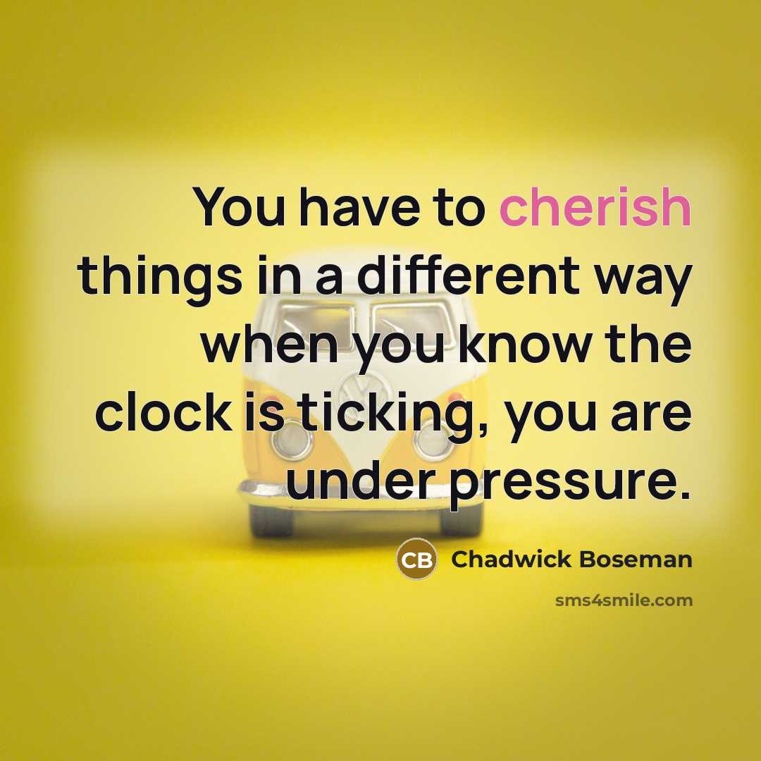 “You have to cherish things in a different way when…” quote by Chadwick Boseman