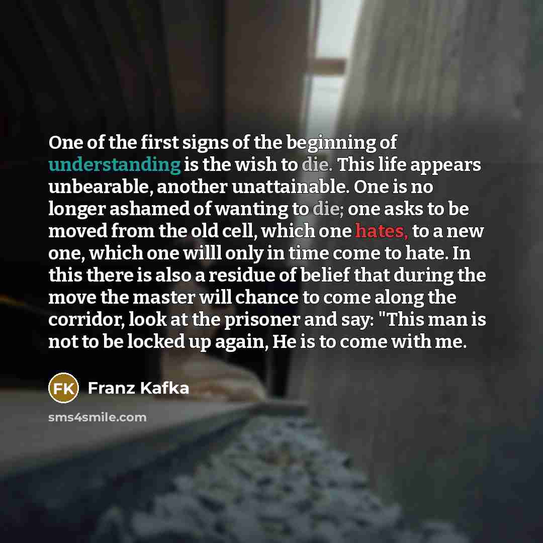 “One of the first signs of the beginning of understanding…” quote by Franz Kafka