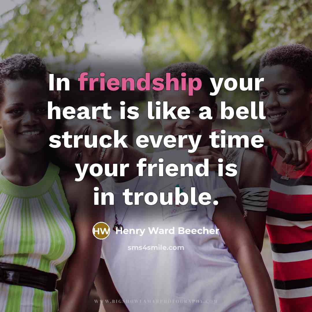 “In friendship your heart is like a bell struck every…” quote by Henry Ward Beecher