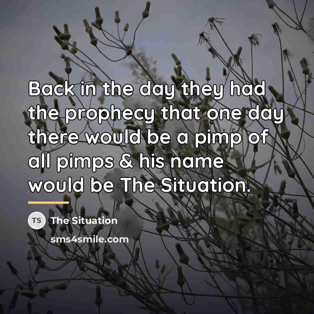 “Back in the day they had the prophecy that one…” quote by The Situation