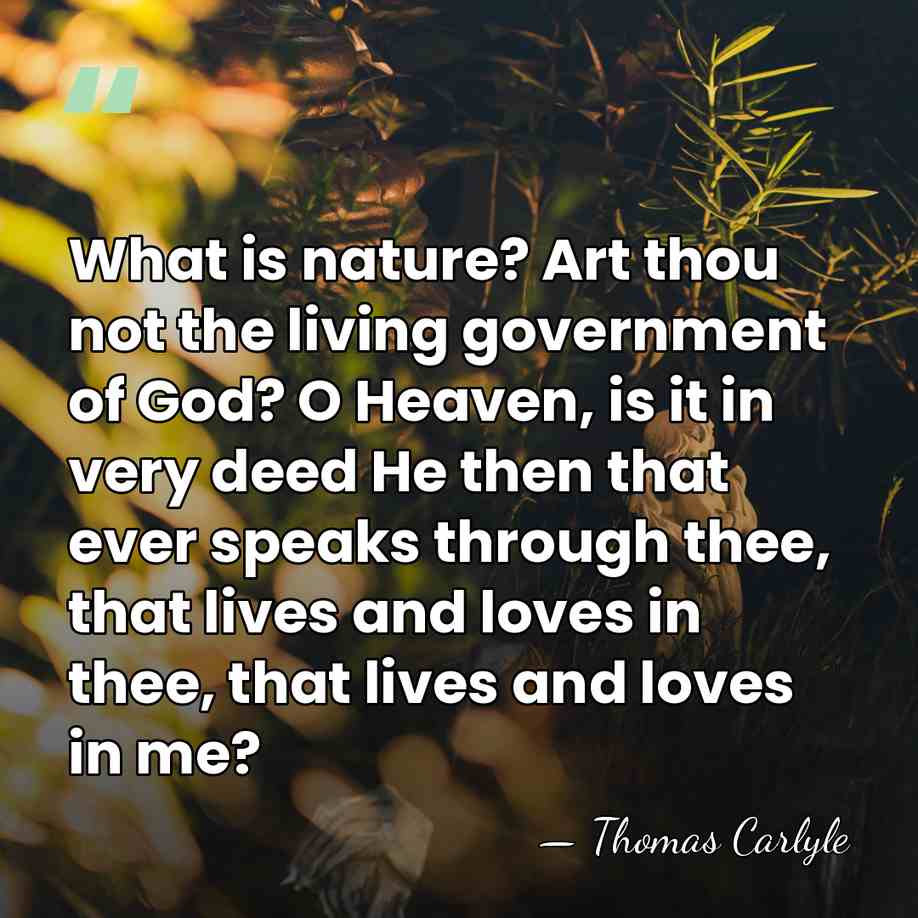 What is nature? Art thou not the living government of God? O&hellip; - Thomas Carlyle