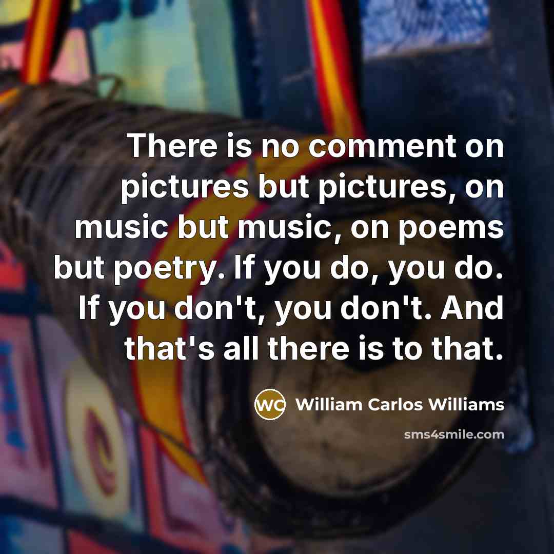 “There is no comment on pictures but pictures, on music…” quote by William Carlos Williams