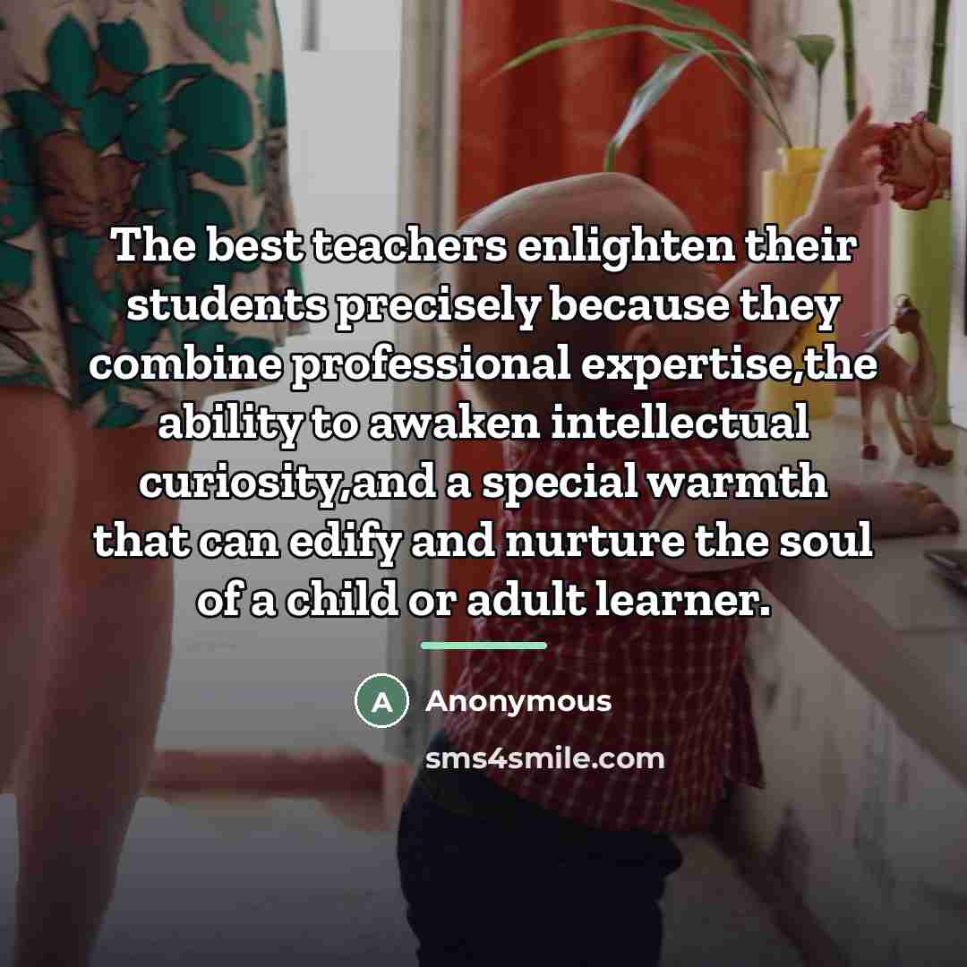 “The best teachers enlighten their students precisely because they combine…” quote by Anonymous