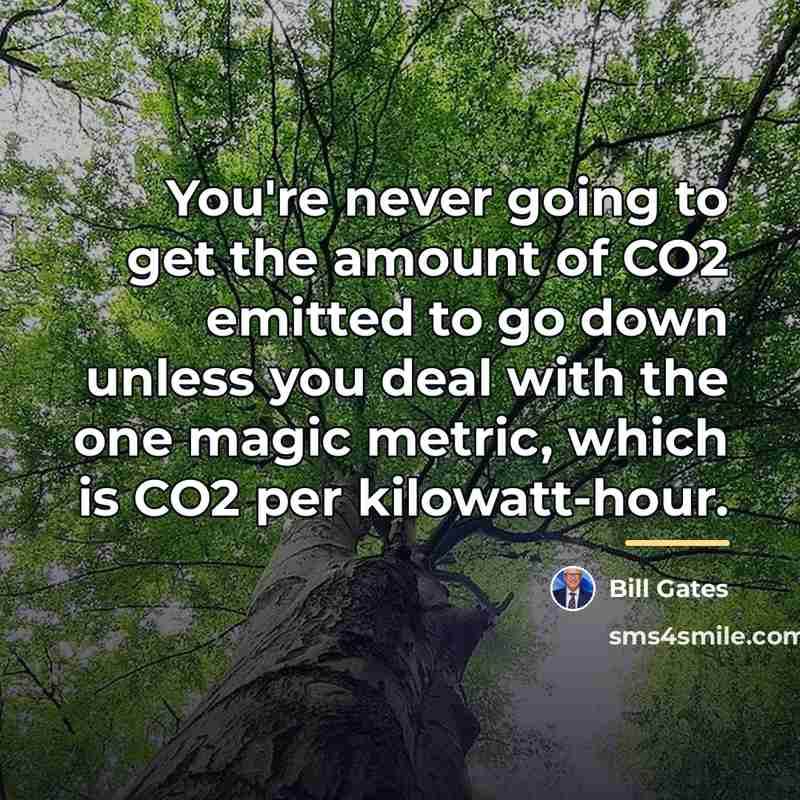 “You're never going to get the amount of CO2 emitted…” quote by Bill Gates