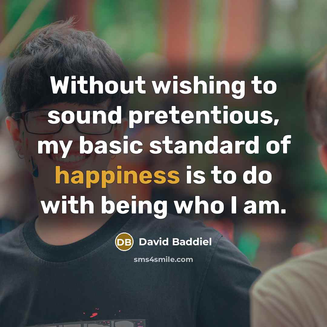 “Without wishing to sound pretentious, my basic standard of happiness…” quote by David Baddiel