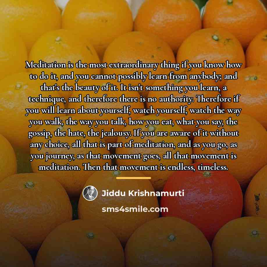“Meditation is the most extraordinary thing if you know how…” quote by Jiddu Krishnamurti