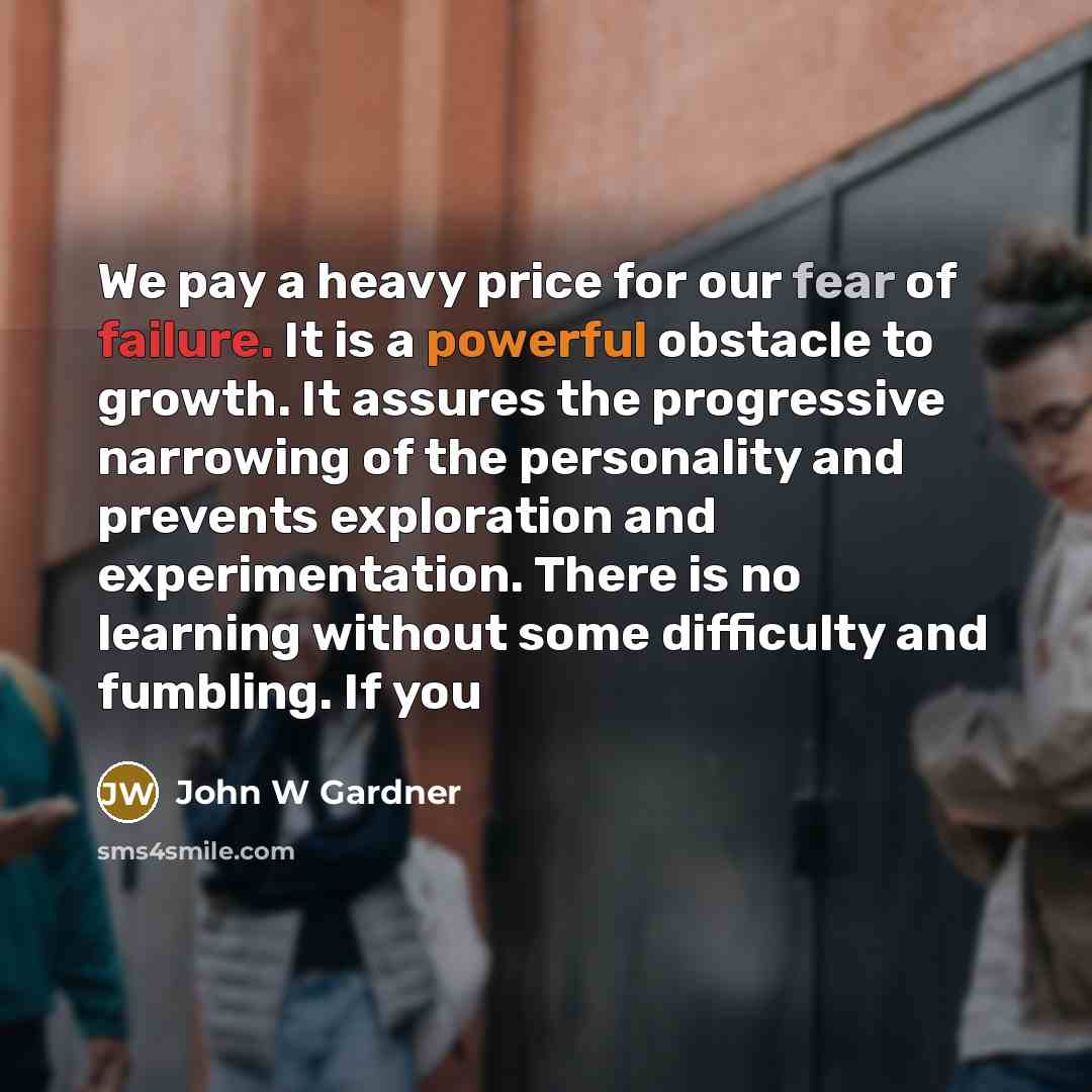 “We pay a heavy price for our fear of failure.…” quote by John W Gardner
