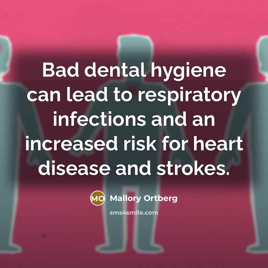“Bad dental hygiene can lead to respiratory infections and an…” quote by Mallory Ortberg