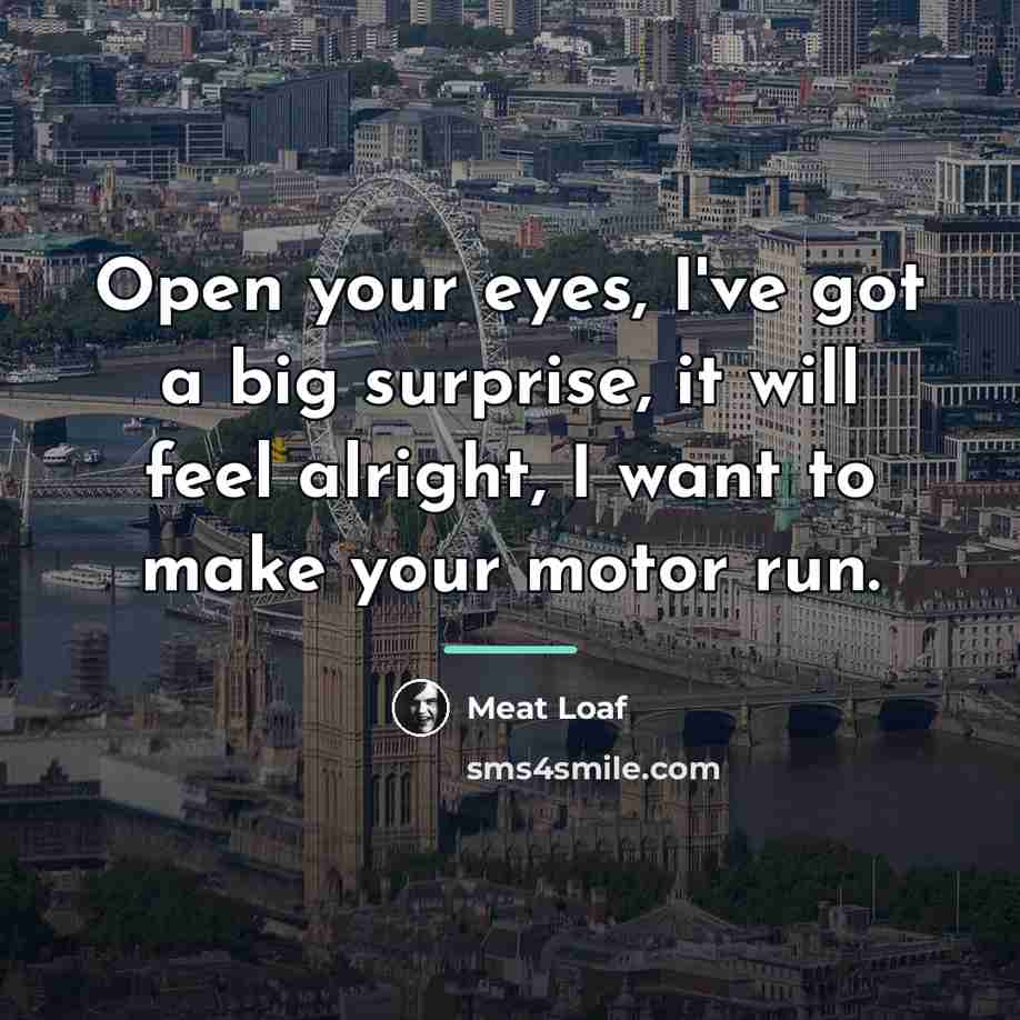 “Open your eyes, I've got a big surprise, it will…” quote by Meat Loaf