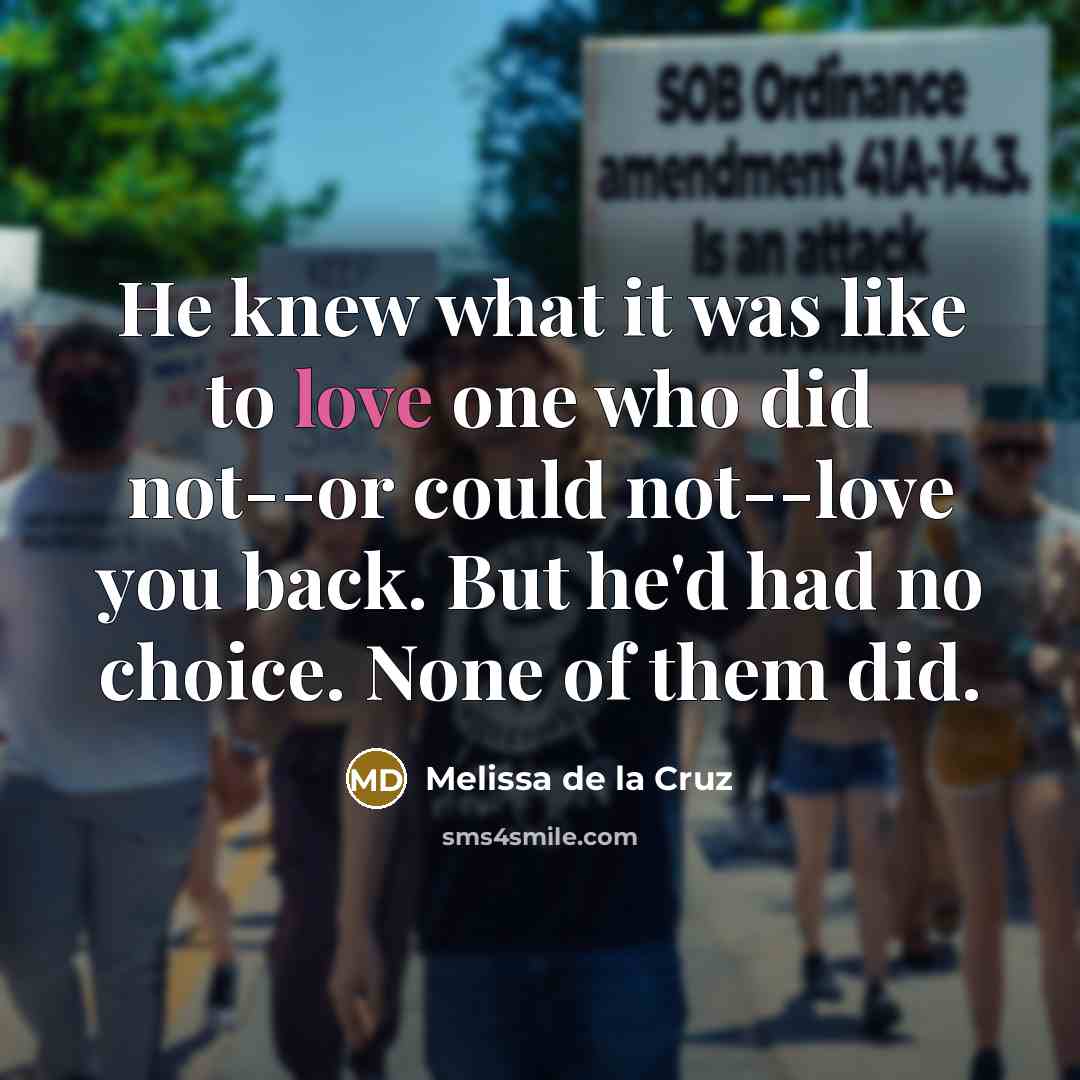 “He knew what it was like to love one who…” quote by Melissa de la Cruz