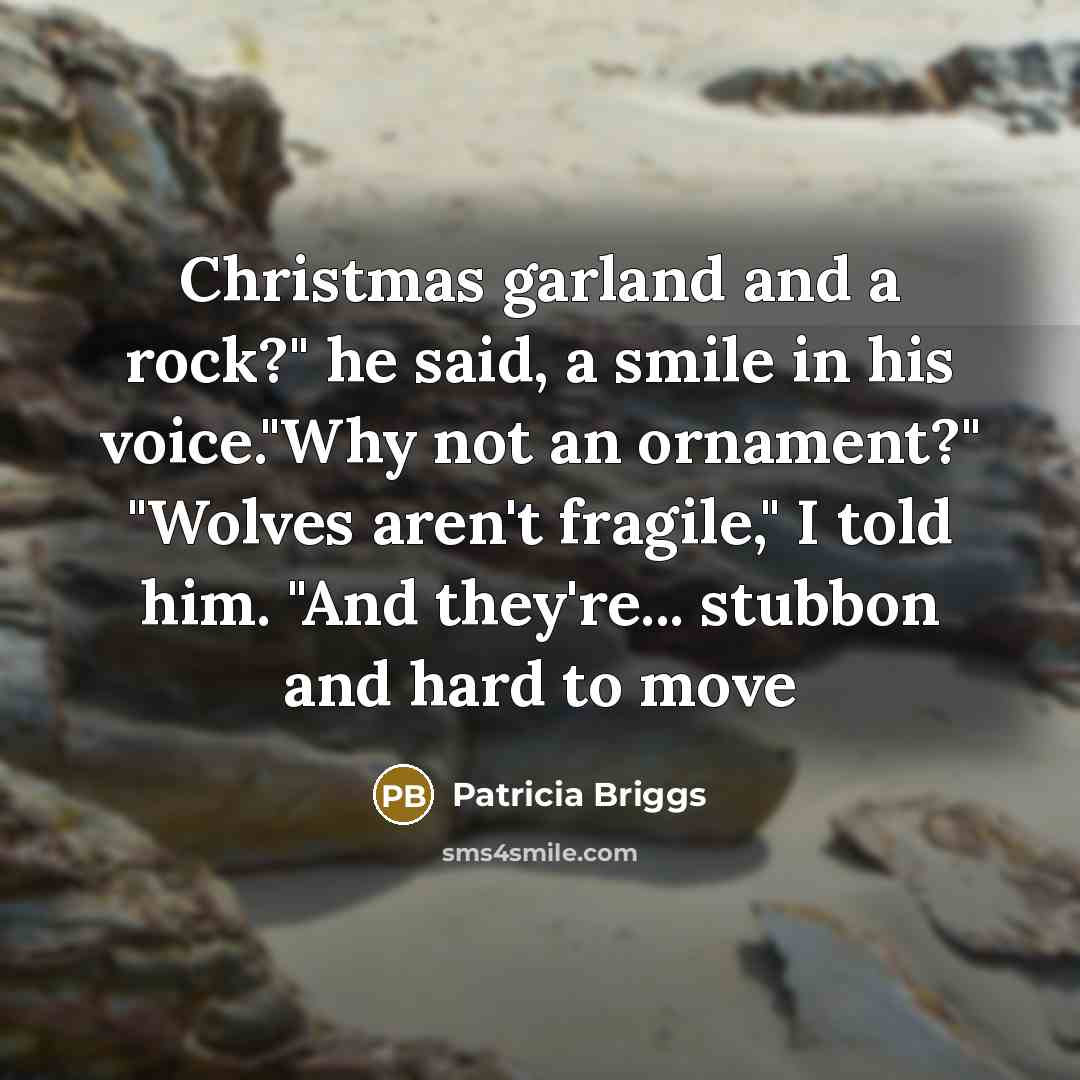 “Christmas garland and a rock?" he said, a smile in…” quote by Patricia Briggs