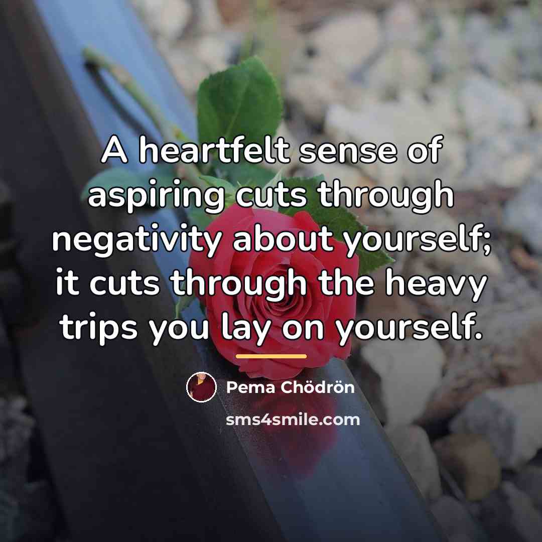 “A heartfelt sense of aspiring cuts through negativity about yourself;…” quote by Pema Chodron