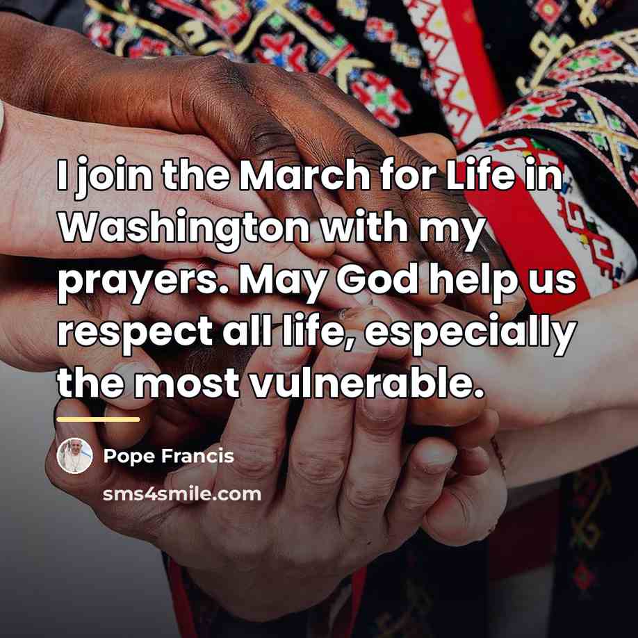 “I join the March for Life in Washington with my…” quote by Pope Francis