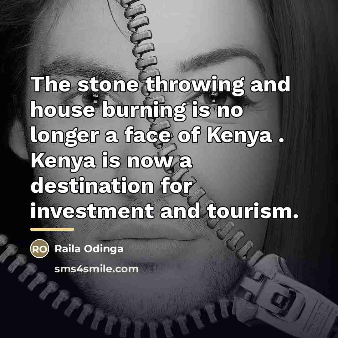 “The stone throwing and house burning is no longer a…” quote by Raila Odinga