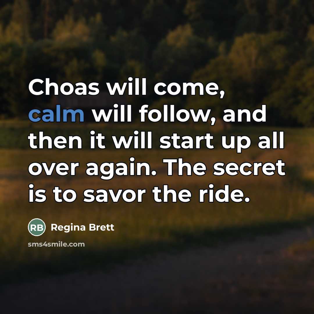 “Choas will come, calm will follow, and then it will…” quote by Regina Brett