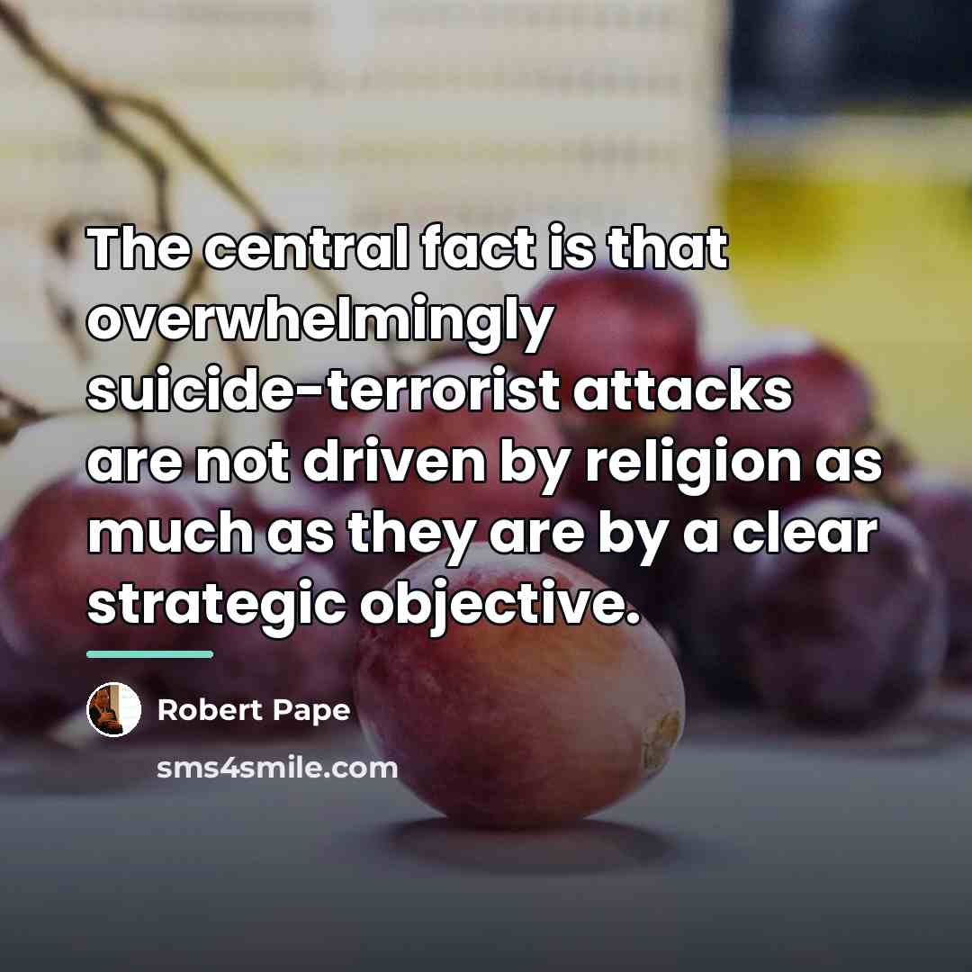 “The central fact is that overwhelmingly suicide-terrorist attacks are not…” quote by Robert Pape