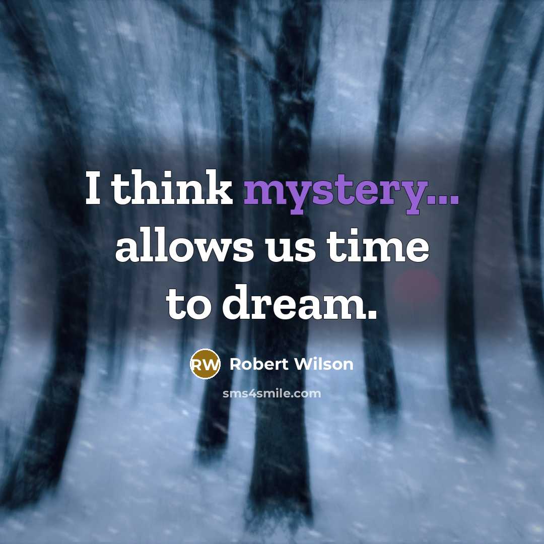 “I think mystery... allows us time to dream.…” quote by Robert Wilson