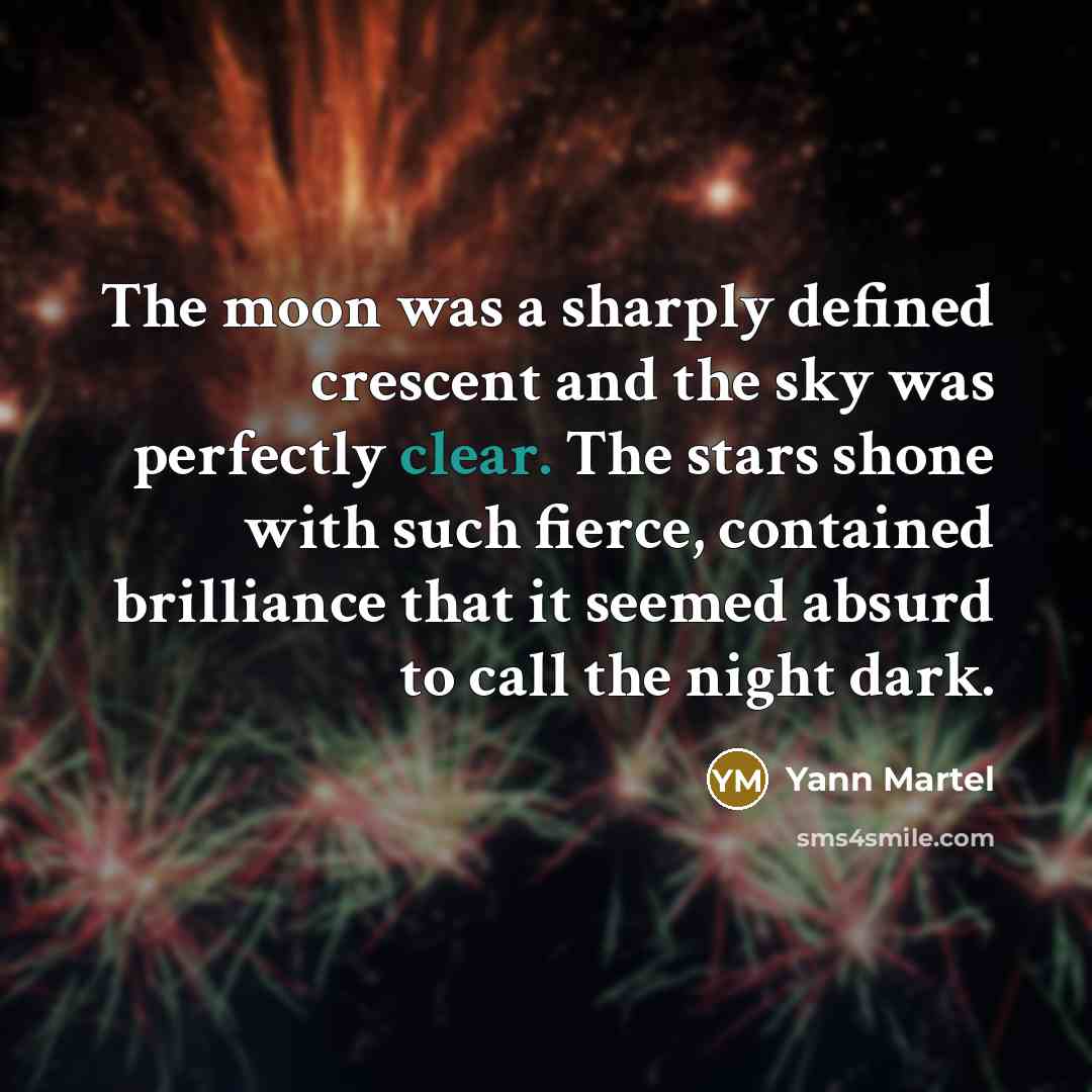 “The moon was a sharply defined crescent and the sky…” quote by Yann Martel