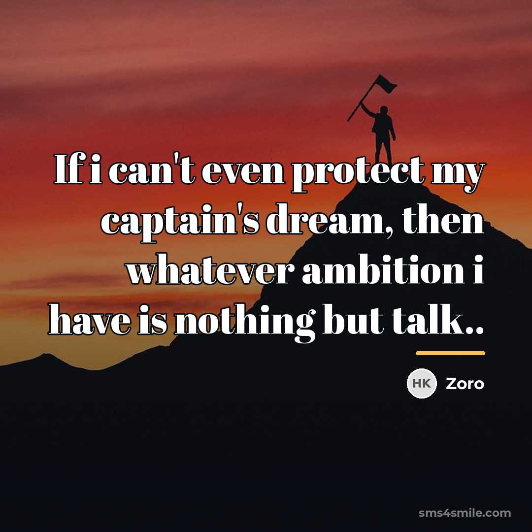 “If i can't even protect my captain's dream, then whatever…” quote by Zoro
