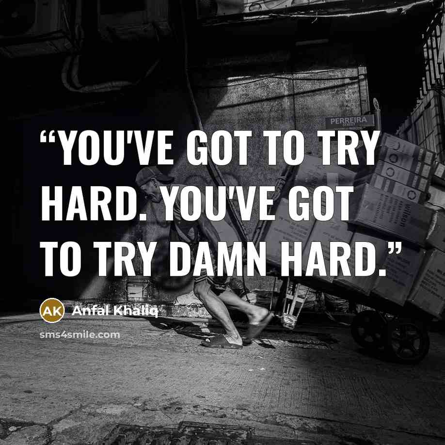 “You've got to try hard. You've got to try DAMN hard.” quote by Anfal Khaliq