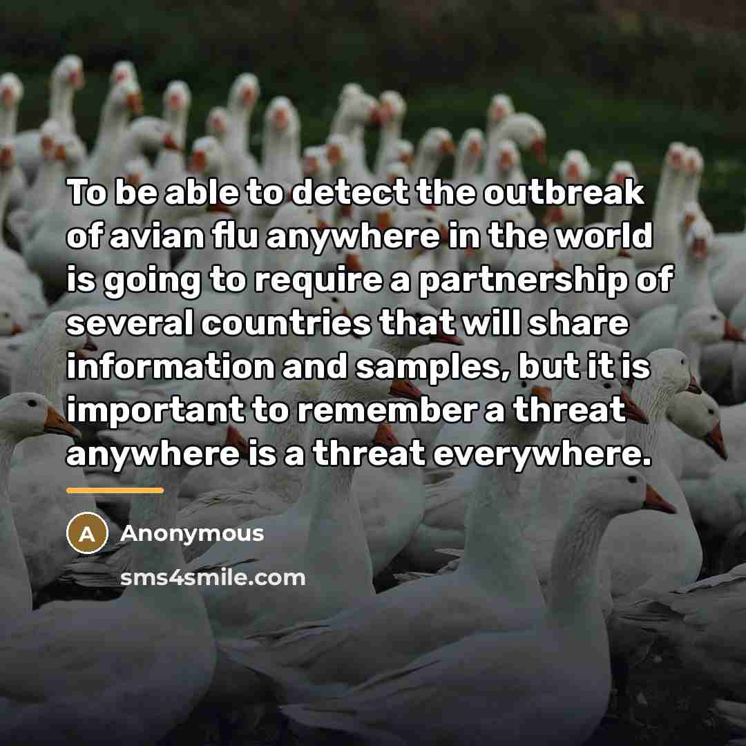 “To be able to detect the outbreak of avian flu…” quote by Anonymous