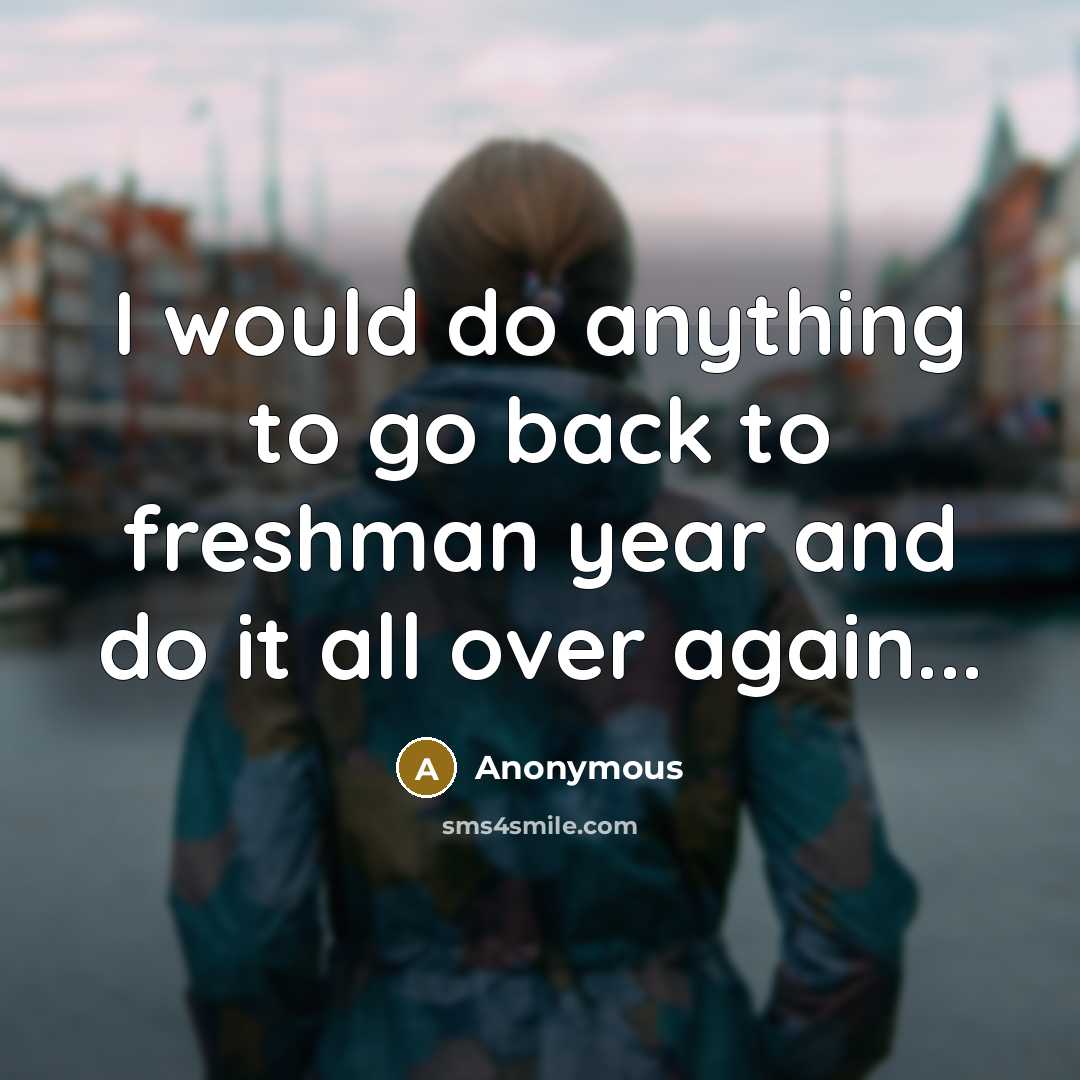 “I would do anything to go back to freshman year…” quote by Anonymous