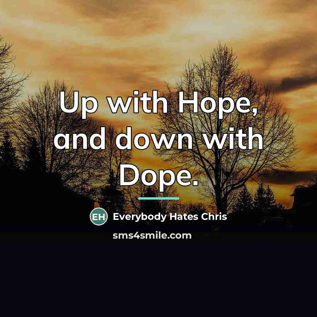 “Up with Hope, and down with Dope.…” quote by Everybody Hates Chris