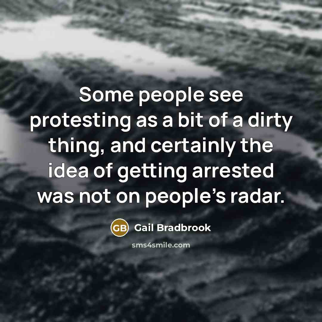 “Some people see protesting as a bit of a dirty thing, and certainly the idea of getting arrested was not on people's radar.” quote by Gail Bradbrook
