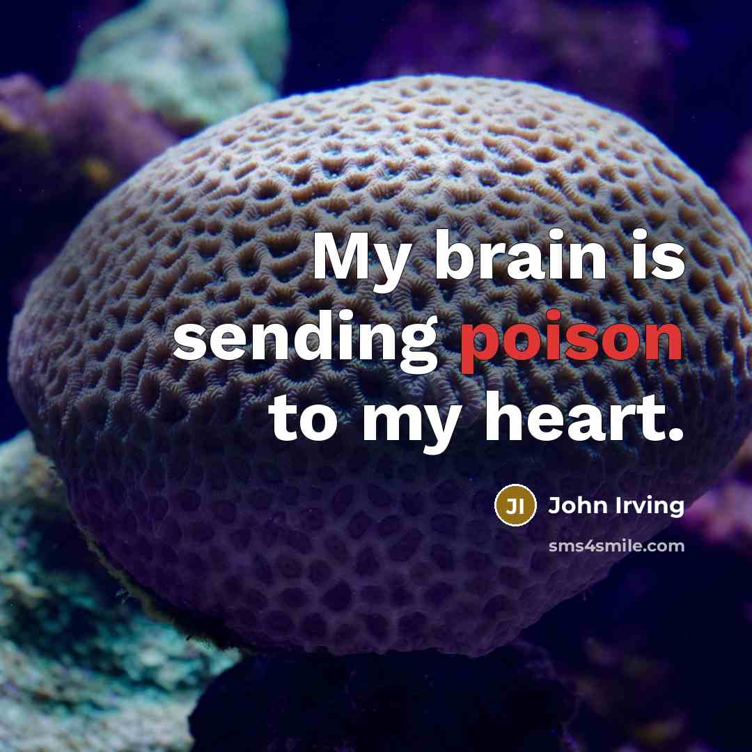“My brain is sending poison to my heart.…” quote by John Irving