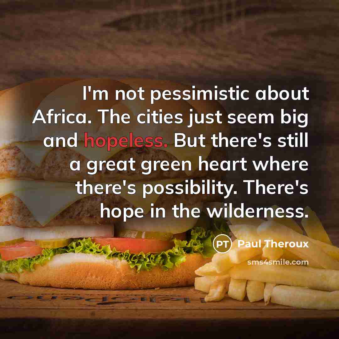 “I'm not pessimistic about Africa. The cities just seem big…” quote by Paul Theroux